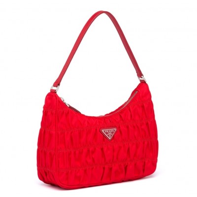 Prada Mini Hobo Bag In Red Nylon and Leather LDBS244800