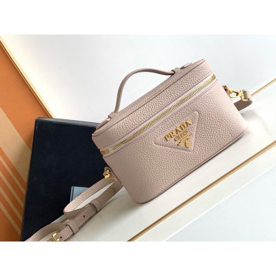 Prada Mini Vanity Bag in Light Pink Grained Leather LDBS244803