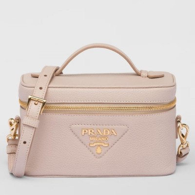 Prada Mini Vanity Bag in Light Pink Grained Leather LDBS244803