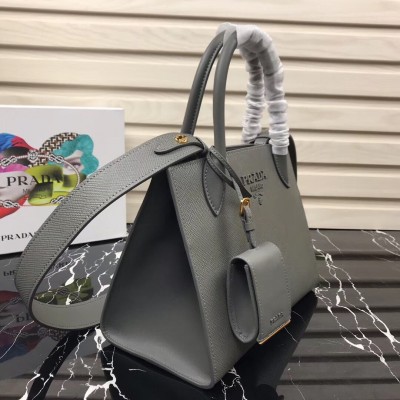 Prada Monochrome Bag In Grey Saffiano Leather LDBS244807