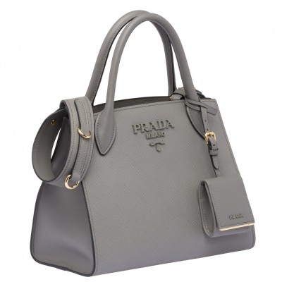 Prada Monochrome Bag In Grey Saffiano Leather LDBS244807