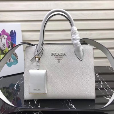 Prada Monochrome Bag In White Saffiano Leather LDBS244811