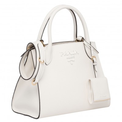 Prada Monochrome Bag In White Saffiano Leather LDBS244811