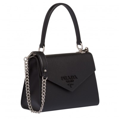 Prada Monochrome Top Handle Bag In Black Saffiano Leather LDBS244812