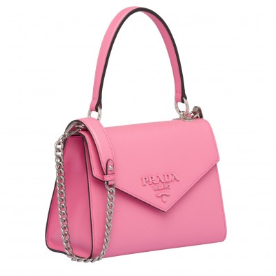 Prada Monochrome Top Handle Bag In Pink Saffiano Leather LDBS244814