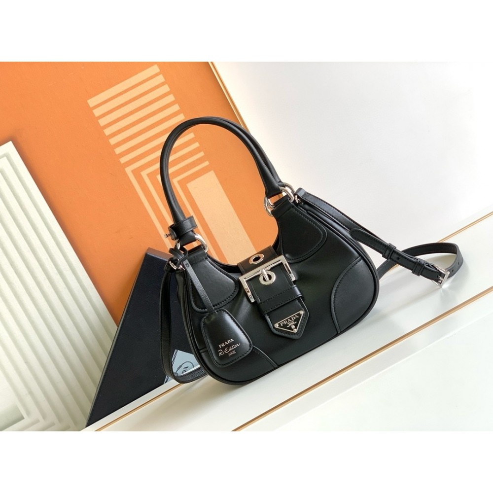 Prada Moon Bag in Black Re-Nylon and Leather LDBS244817