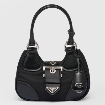 Prada Moon Bag in Black Re-Nylon and Leather LDBS244817