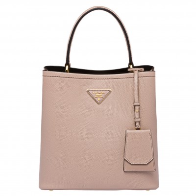 Prada Nude Saffiano North South Double Medium Bag LDBS244824