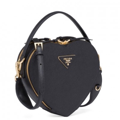 Prada Odette Heart Bag In Black Saffiano Leather LDBS244832