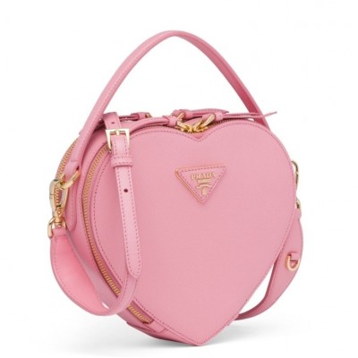 Prada Odette Heart Bag In Pink Saffiano Leather LDBS244833