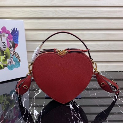 Prada Odette Heart Bag In Red Saffiano Leather LDBS244834