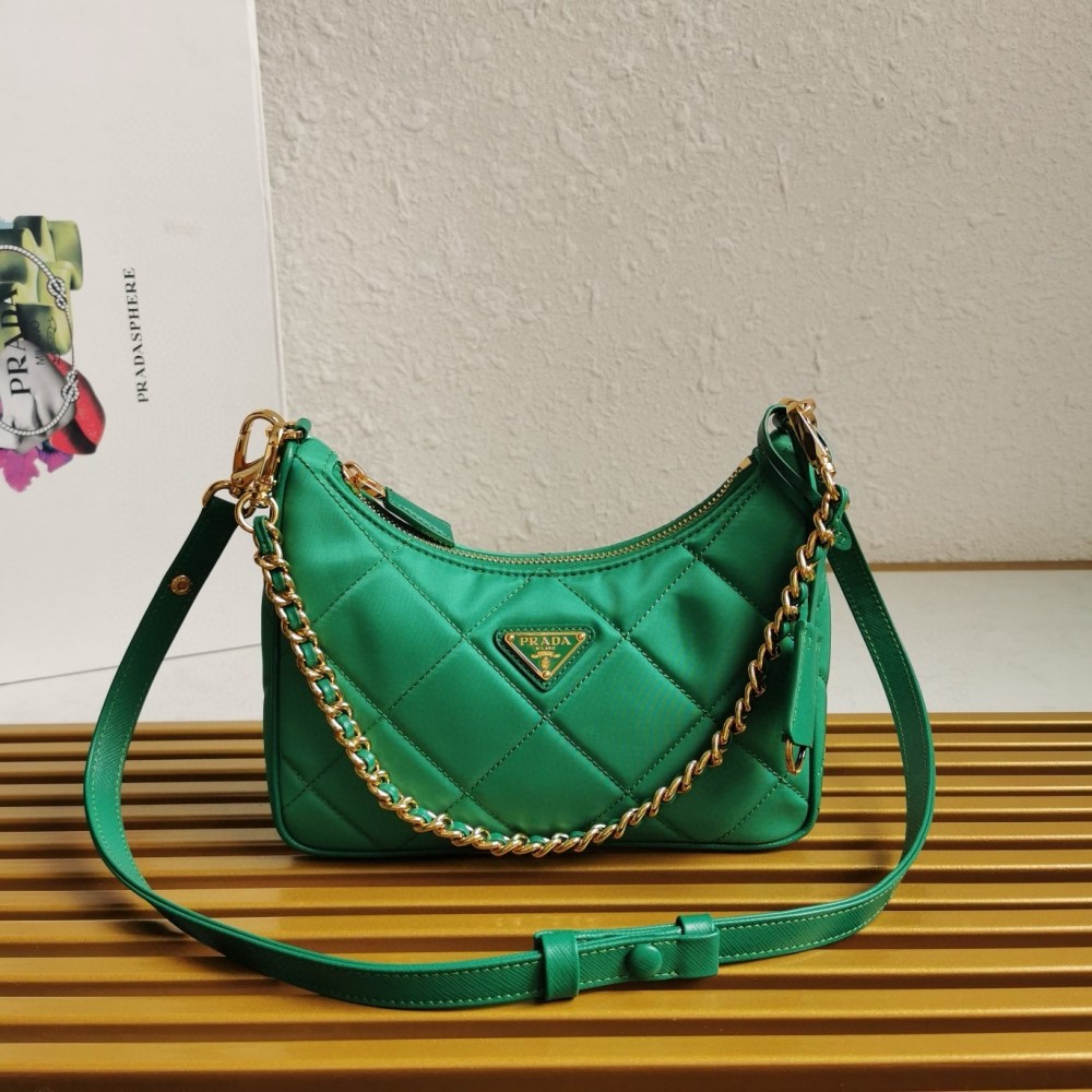 Prada Re-Edition 1995 Chaine Mini Bag in Green Re-Nylon LDBS244851