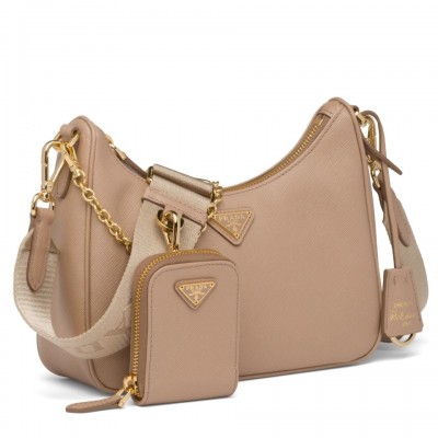 Prada Re-Edition 2005 Shoulder Bag In Beige Saffiano Leather LDBS244862