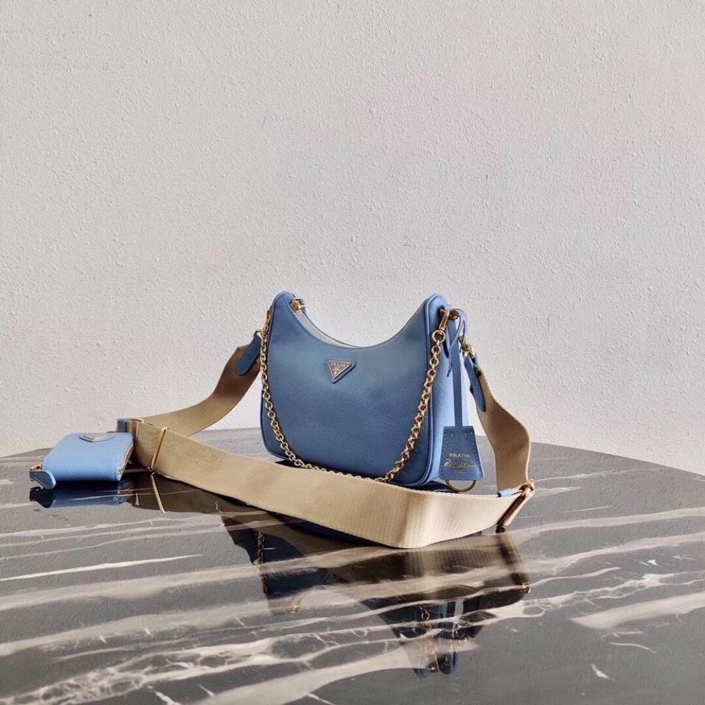 Prada Re-Edition 2005 Shoulder Bag In Blue Saffiano Leather LDBS244865