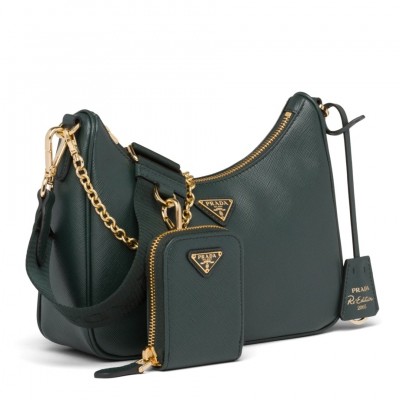 Prada Re-Edition 2005 Shoulder Bag In Green Saffiano Leather LDBS244866