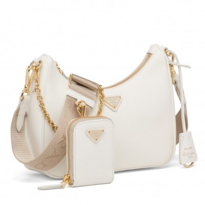 Prada Re-Edition 2005 Shoulder Bag In White Saffiano Leather LDBS244870