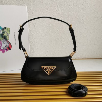 Prada Shoulder Bag in Black Brushed Calfskin LDBS244872