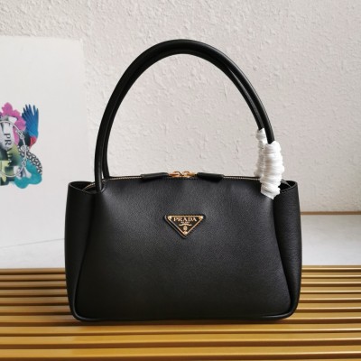 Prada Shoulder Bag in Black Calfskin with Triangle Logo LDBS244873