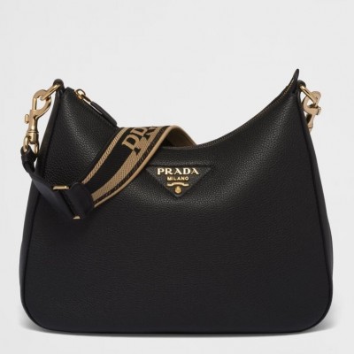 Prada Shoulder Bag in Black Grained Leather LDBS244874