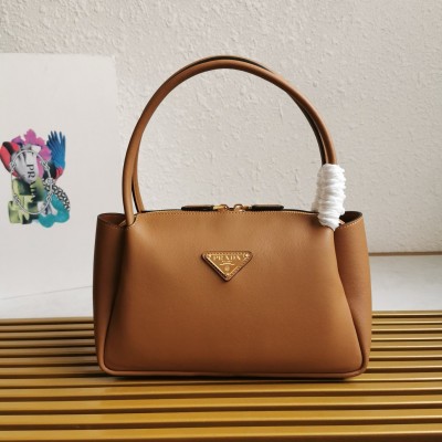 Prada Shoulder Bag in Brown Calfskin with Triangle Logo LDBS244878