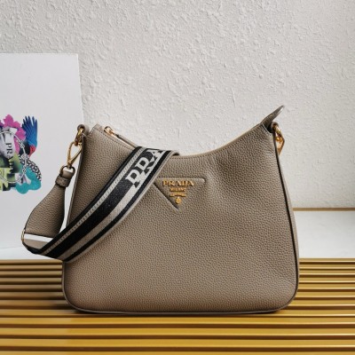 Prada Shoulder Bag in Grey Grained Leather LDBS244883