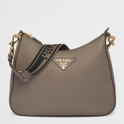 Prada Shoulder Bag in Grey Grained Leather LDBS244883