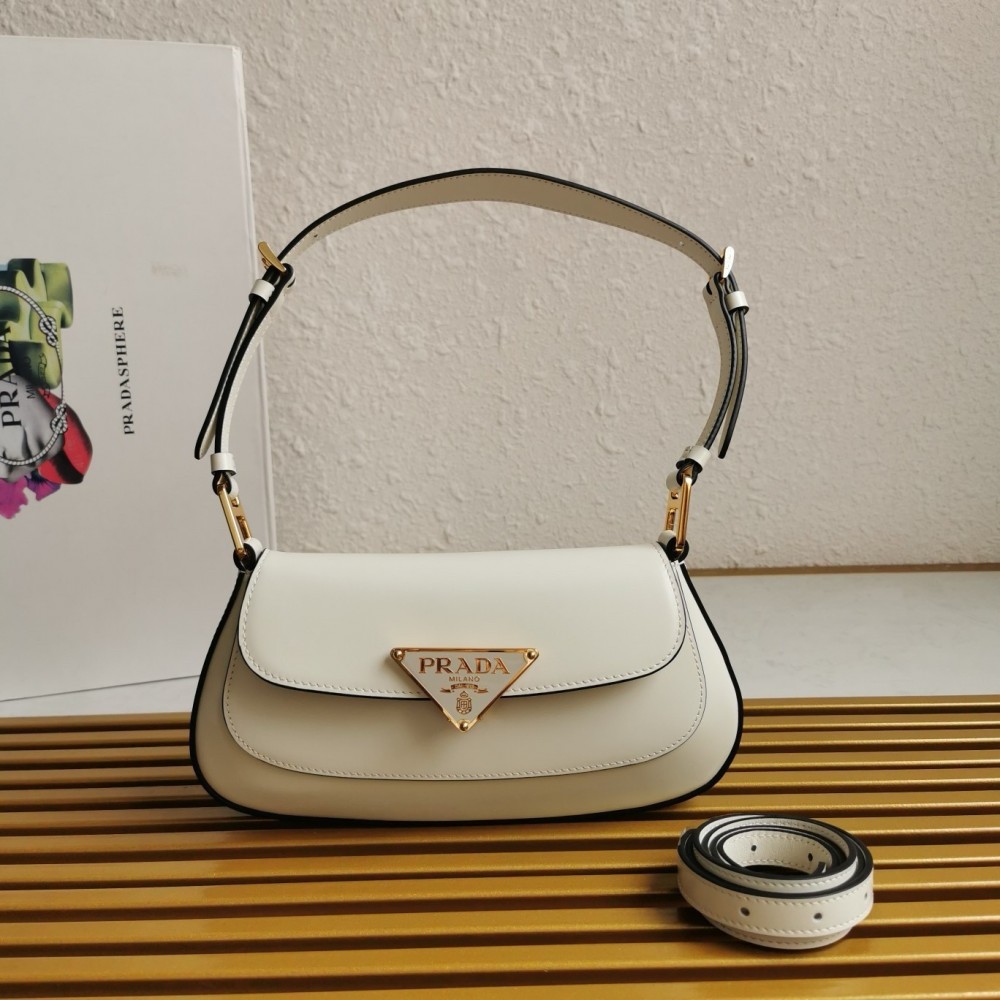 Prada Shoulder Bag in White Brushed Calfskin LDBS244885