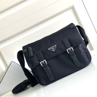 Prada Shoulder Bag with Flap in Black Re-Nylon LDBS244894