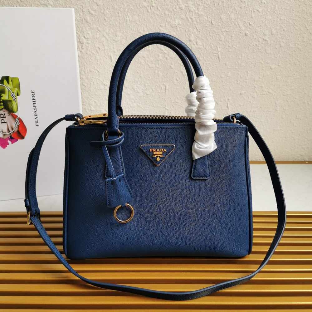 Prada Small Galleria Bag In Bluette Saffiano Leather LDBS244908