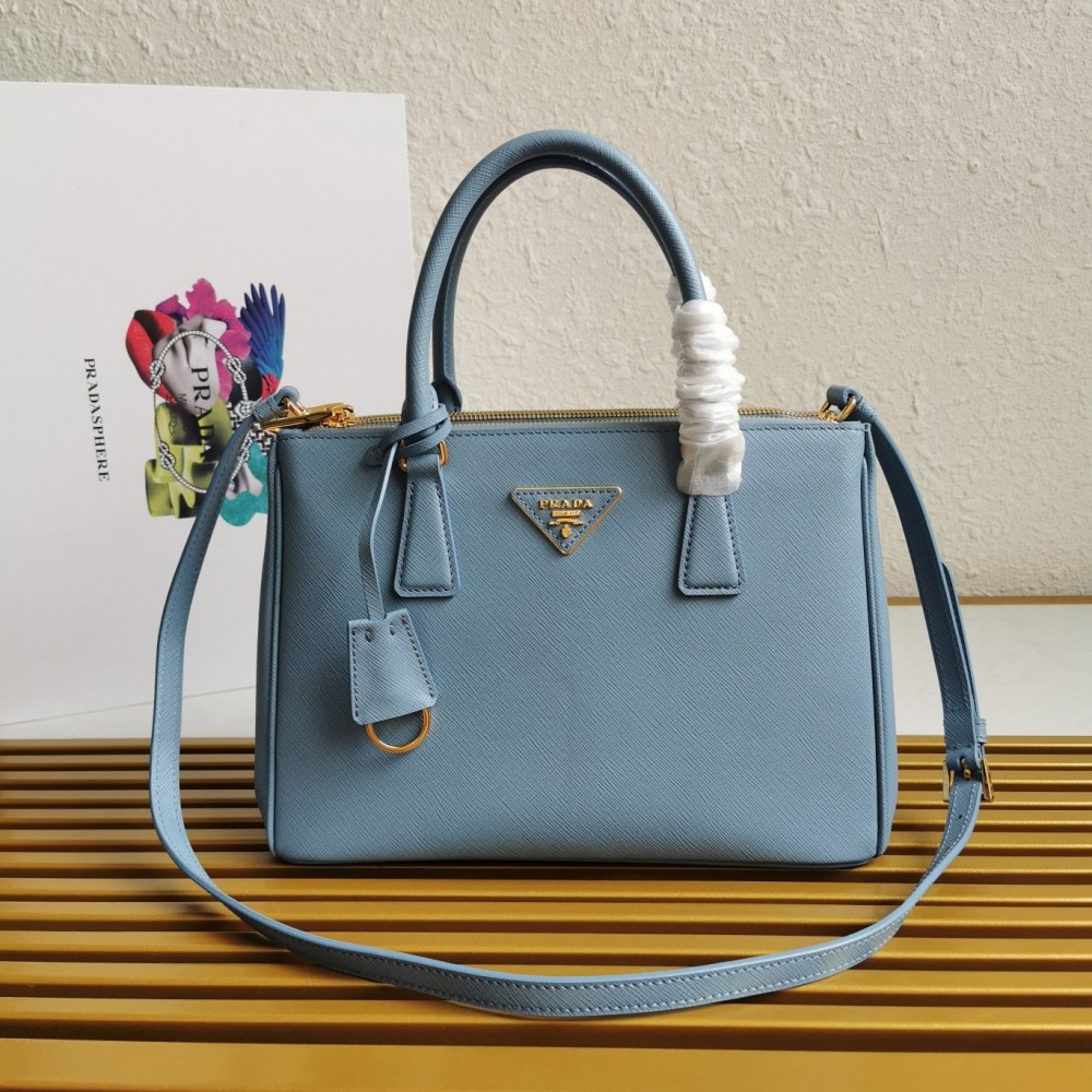 Prada Small Galleria Bag In Celeste Saffiano Leather LDBS244909