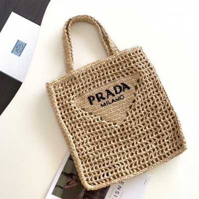 Prada Small Tote Bag In Beige Raffia LDBS244918