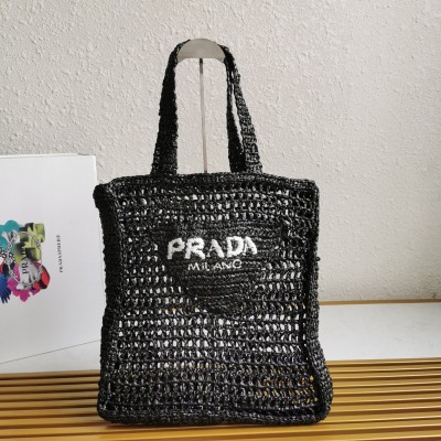 Prada Small Tote Bag In Black Raffia LDBS244919