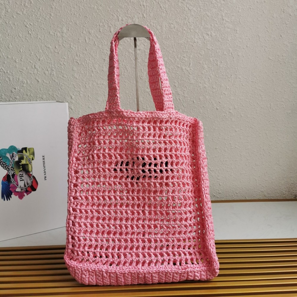 Prada Small Tote Bag In Pink Raffia LDBS244921