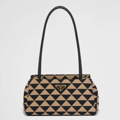 Prada Supernova Small Shoulder Bag In Black/Beige Fabric LDBS244933