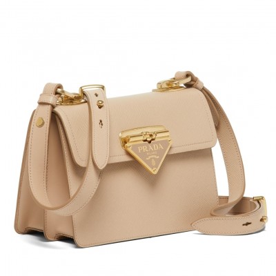 Prada Symbole Shoulder Bag In Beige Saffiano Leather LDBS244950