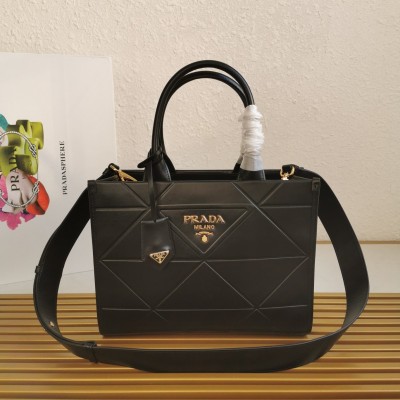 Prada Symbole Small Bag with Topstitching in Black Leather LDBS244959