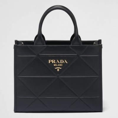 Prada Symbole Small Bag with Topstitching in Black Leather LDBS244959