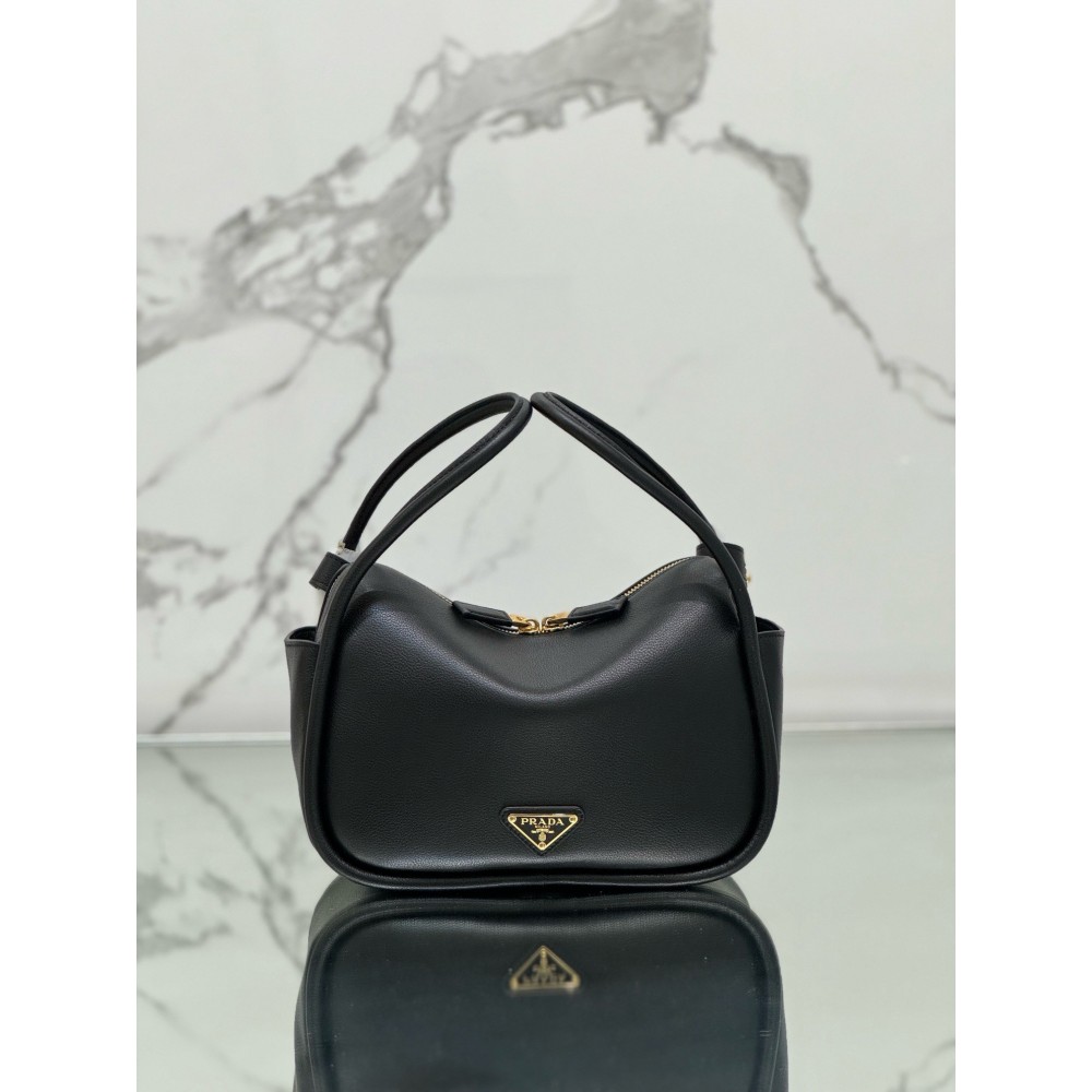 Prada Top Handle Bag in Black Grained Leather LDBS244962