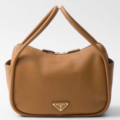 Prada Top Handle Bag in Caramel Grained Leather LDBS244963