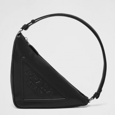 Prada Triangle Pouch Bag In Black Leather LDBS244967