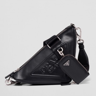 Prada Triangle Shoulder Bag In Black Leather LDBS244970