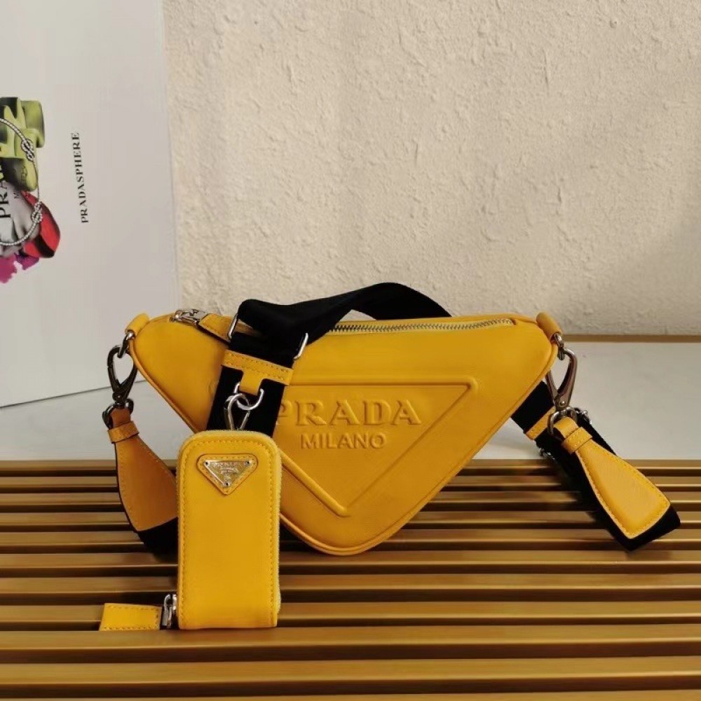 Prada Triangle Shoulder Bag In Yellow Leather LDBS244977