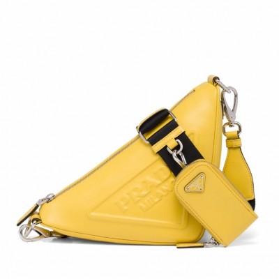 Prada Triangle Shoulder Bag In Yellow Leather LDBS244977