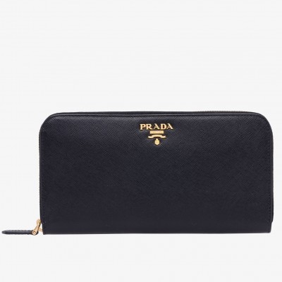 Prada Zipped Wallet In Black Saffiano Leather LDBS244982