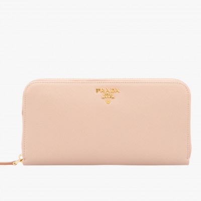 Prada Zipped Wallet In Light Pink Saffiano Leather LDBS244984