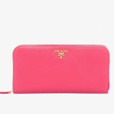 Prada Zipped Wallet In Pink Saffiano Leather LDBS244985