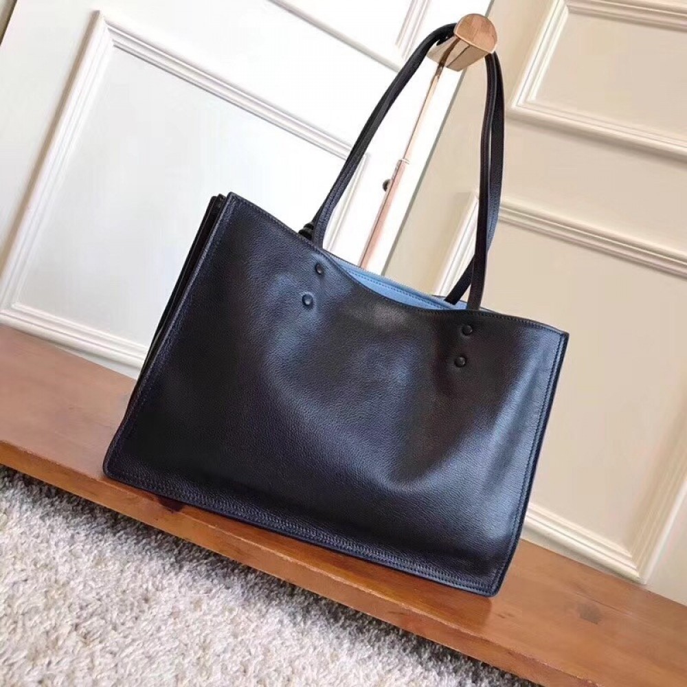 Prada Etiquette Tote Bag In Black Calf Leather