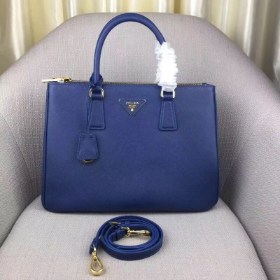 Prada Galleria Large Bag In Blue Saffiano Leather