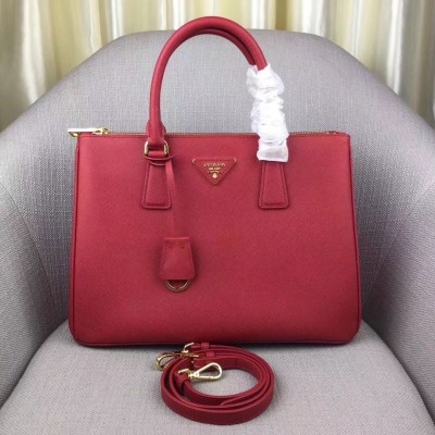 Prada Galleria Large Bag In Red Saffiano Leather