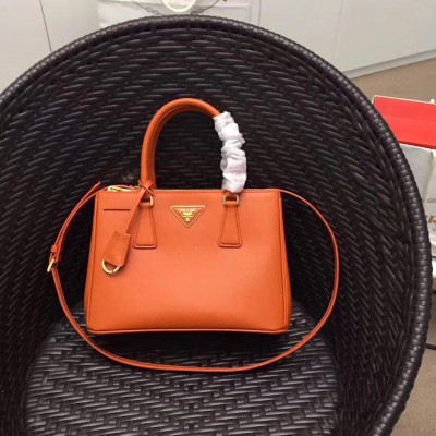 Prada Galleria Medium Bag In Orange Saffiano Leather